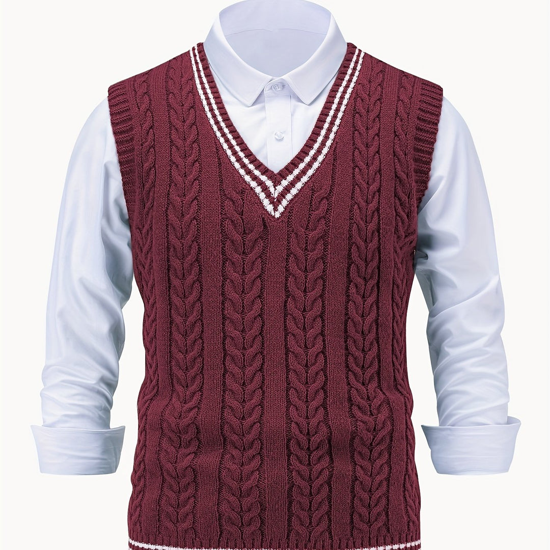 Winston | Cable-Knit V-Neck Sweater Vest