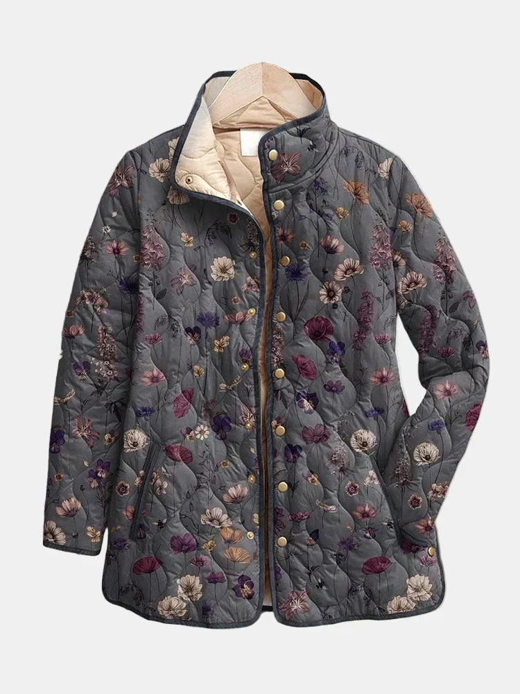 Claudette | Floral Quilted Stand-Collar Jacket