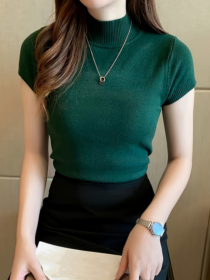 Marguerite | Refined Mock-Neck Short Sleeve Top