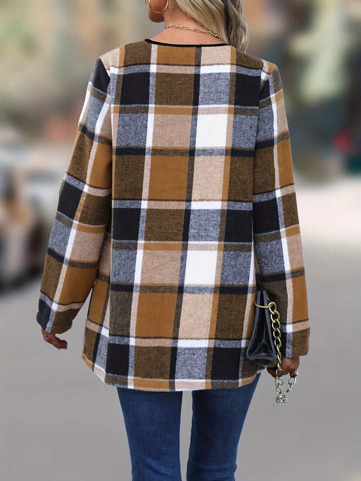 Maribeth | Draped Plaid Christmas Jacket