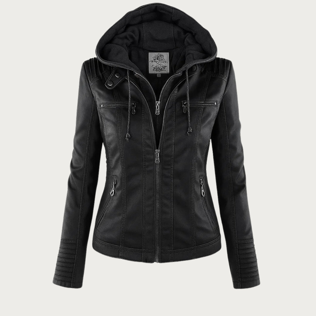 Louise | Hooded Zip-Up Biker Jacket