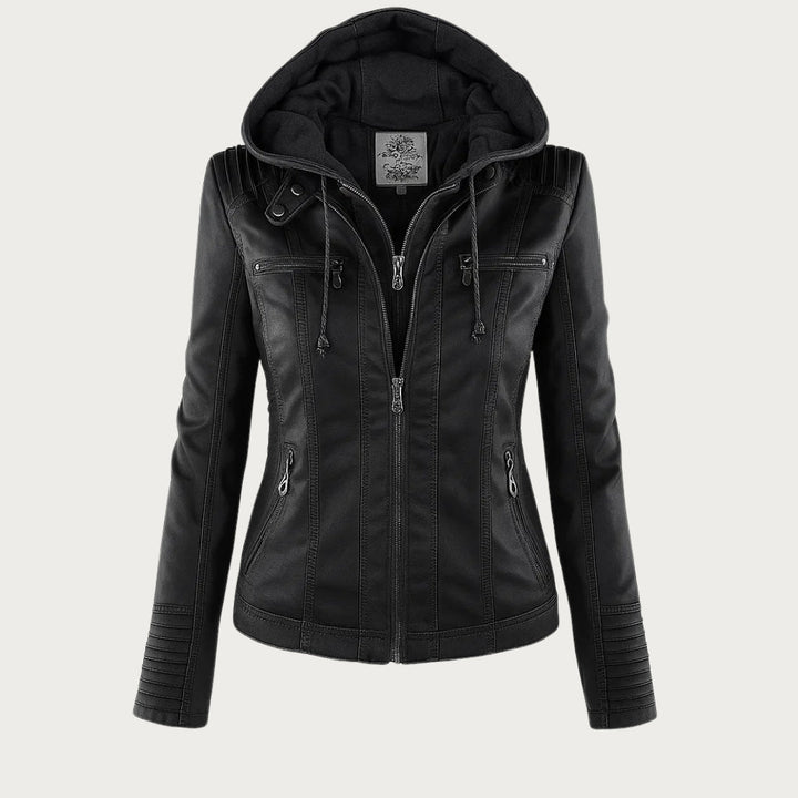Louise | Hooded Zip-Up Biker Jacket