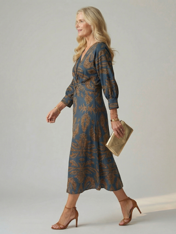 Corinna | Twist-Front Wrap Midi Dress
