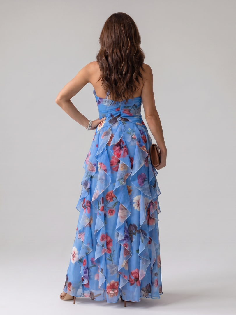 Lucille | Halter Neck Floral Maxi Dress