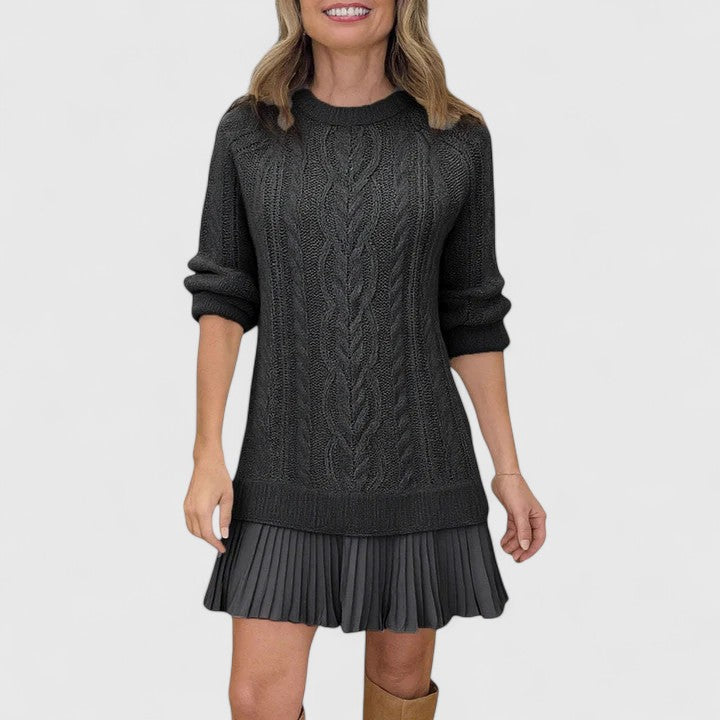 Verity | Cable-Knit Layered Sweater Dress