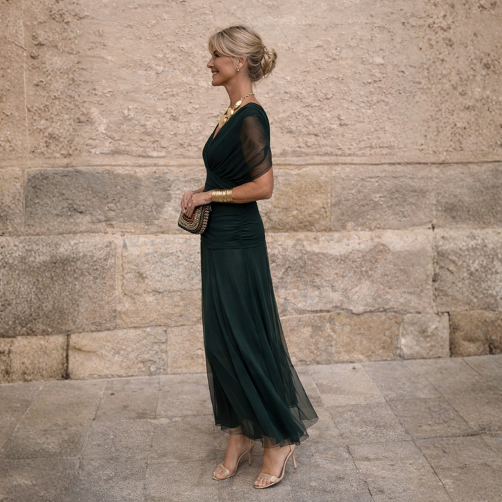 Annette | Draped V-Neck Maxi Dress