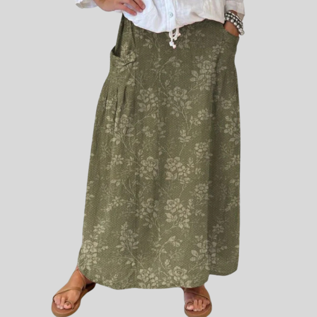 Isobel | Floral Elastic-Waist Maxi Skirt