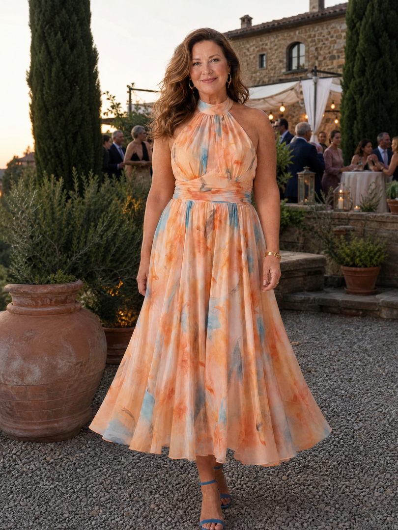 Marielle | Flowing Halter Midi Dress