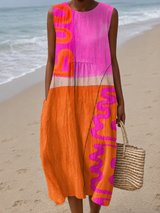 Fiona | Sleeveless Color-Block Midi Dress
