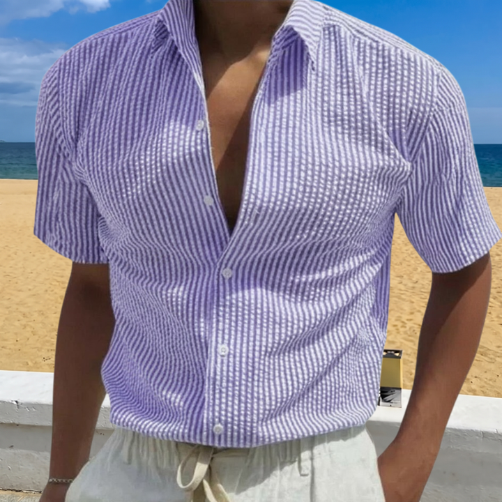 Dean | Men's Textured Stripe Short Sleeve Summer Shirt