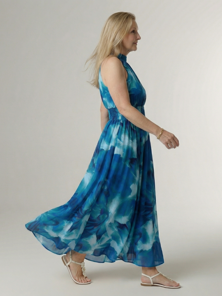 Marlene | Gathered Halter Midi Dress