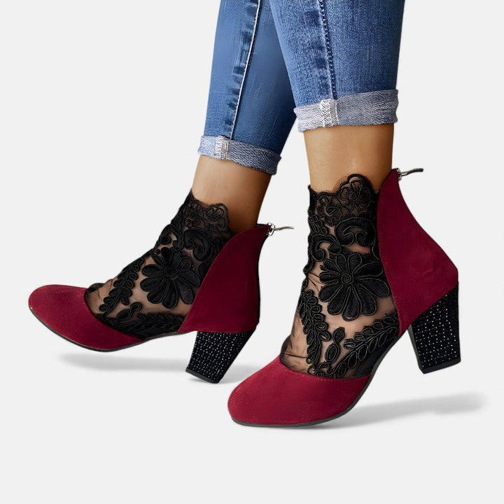 Corinthia | Lace-Detail Block Heels