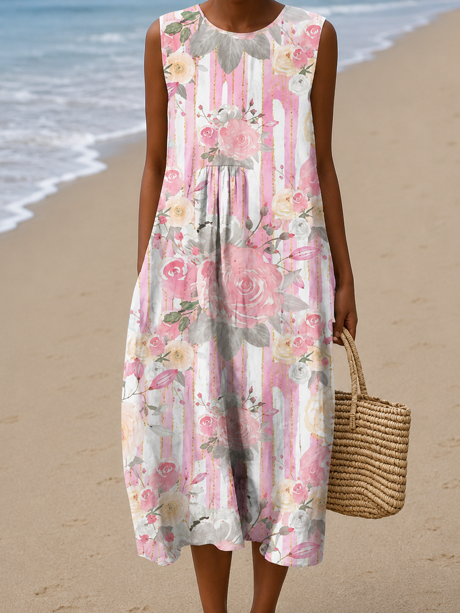 Patricia | Breezy Floral Sleeveless Midi Dress