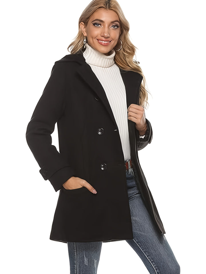 Gemma | Hooded Double-Breasted Mid-Length Coat