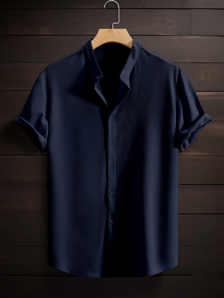 Harlan | Men's Textured Stand Collar Short Sleeve Shirt