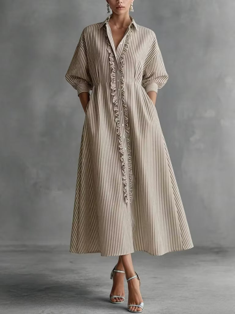 Lucille | Ruffled A-Line Shirt Dress