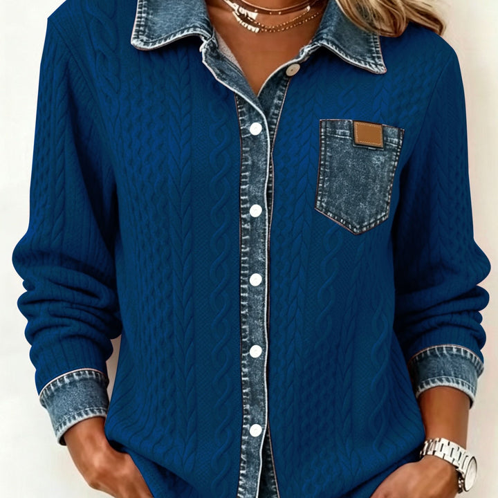 Sybil | Textured Contrast-Trim Shirt