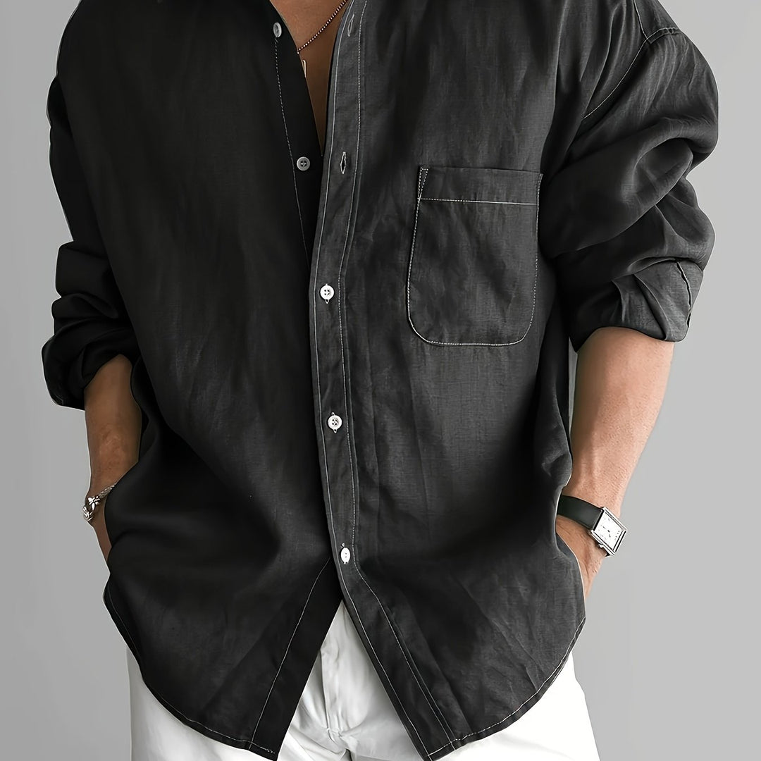 Stephen | Men's Loose Lapel Long Sleeve Shirt
