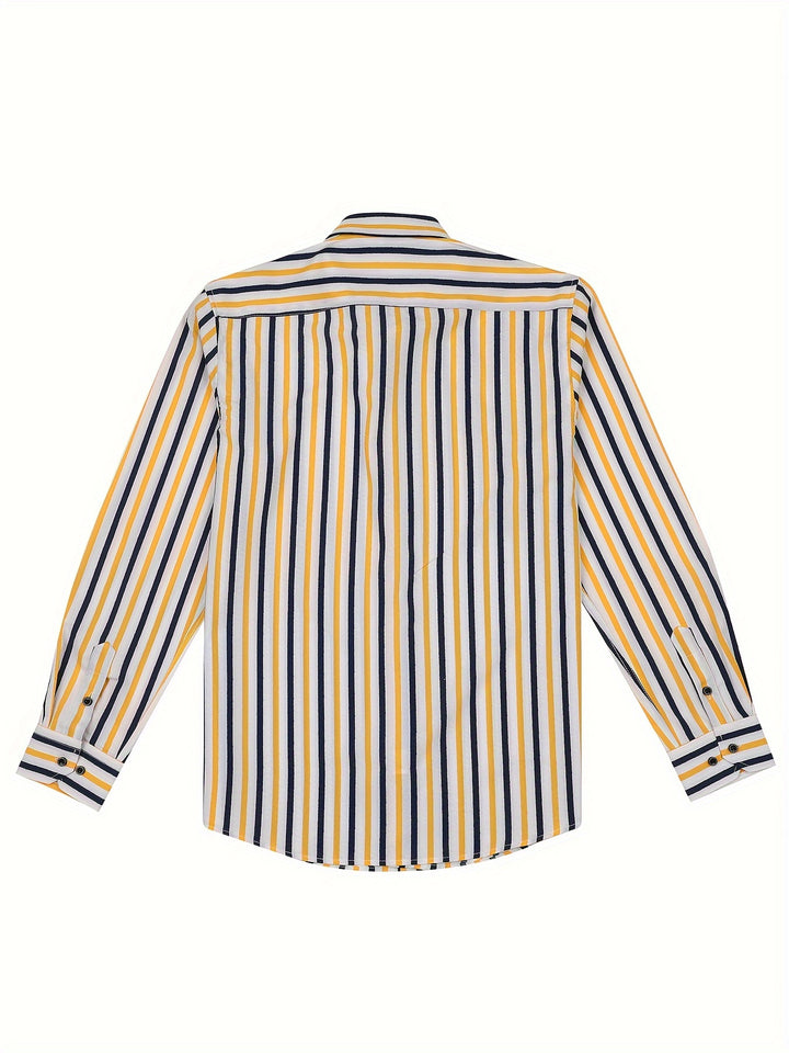 Stroud | Men's Slim Fit Bold Stripe Long Sleeve Dress Shirt