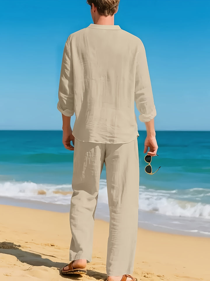 Faro | Men's Linen Long Sleeve Top & Trousers Set