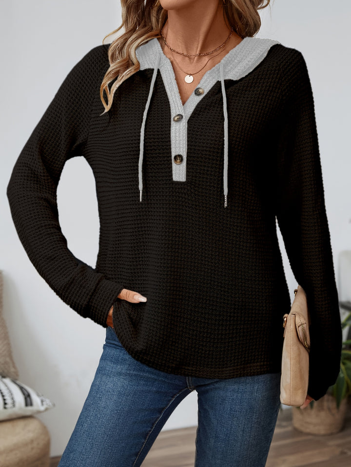 Della | Cozy Waffle-Knit Hoodie