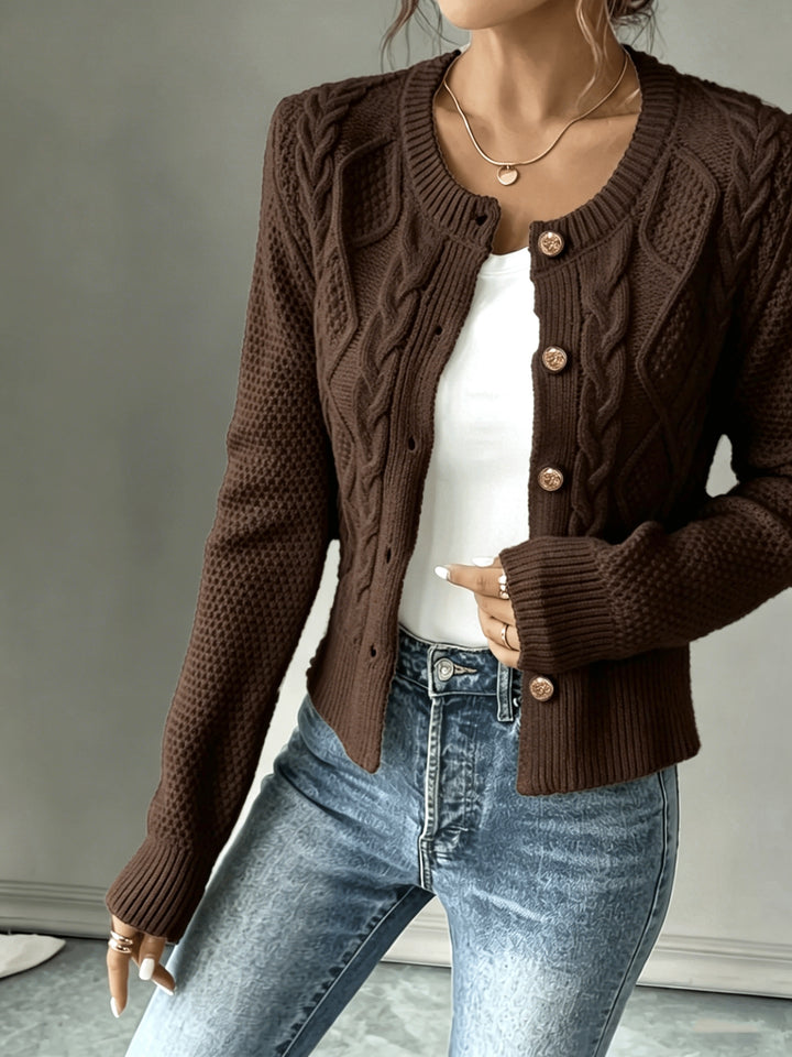 Eleanor | Cable-Knit Button-Front Cardigan