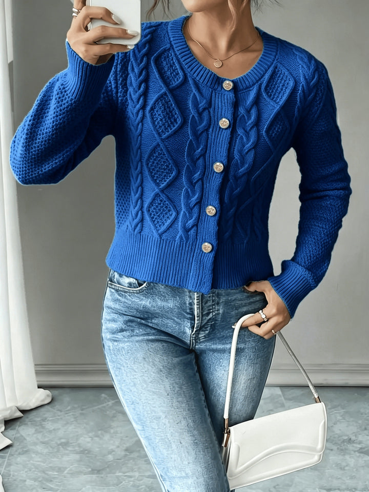 Eleanor | Cable-Knit Button-Front Cardigan