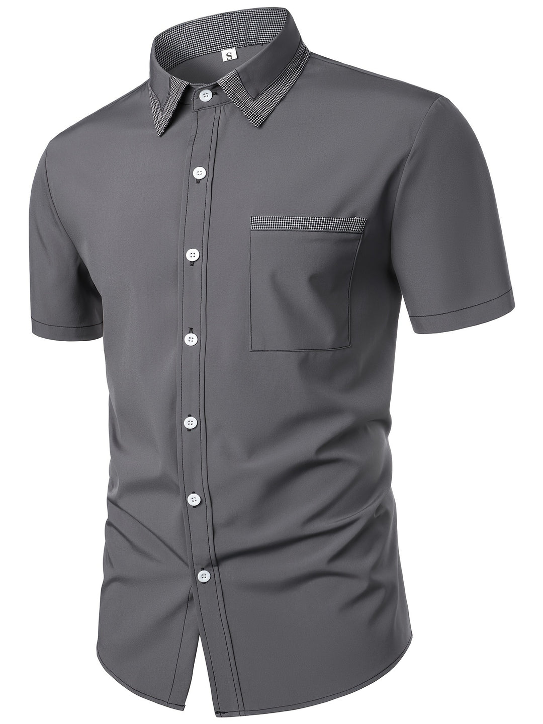 Ashford | Men's Contrast Check Collar Short Sleeve Shirt