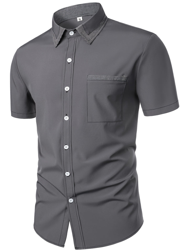 Ashford | Men's Contrast Check Collar Short Sleeve Shirt