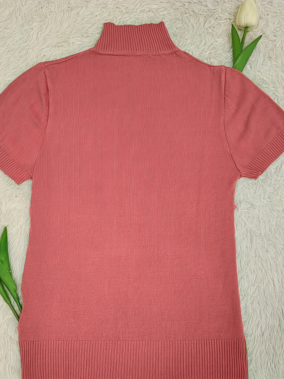 Marguerite | Refined Mock-Neck Short Sleeve Top