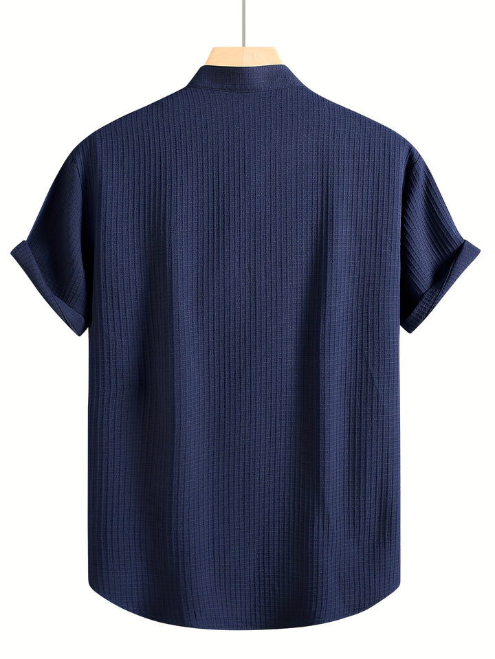 Byron | Men's Waffle Stand Collar Short Sleeve Shirt
