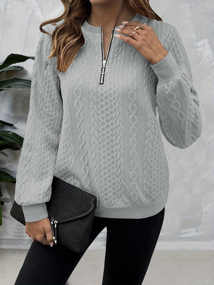 Corinne | Textured Half-Zip Sweatshirt