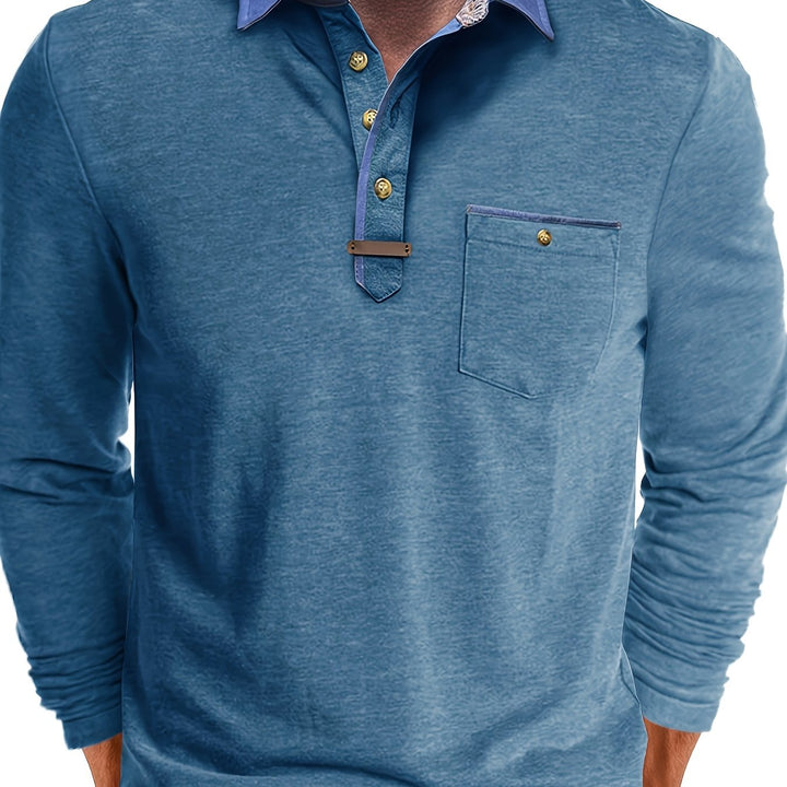 Joel | Men's Contrast Collar Long Sleeve Polo