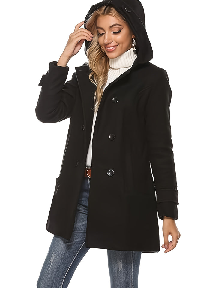 Gemma | Hooded Double-Breasted Mid-Length Coat