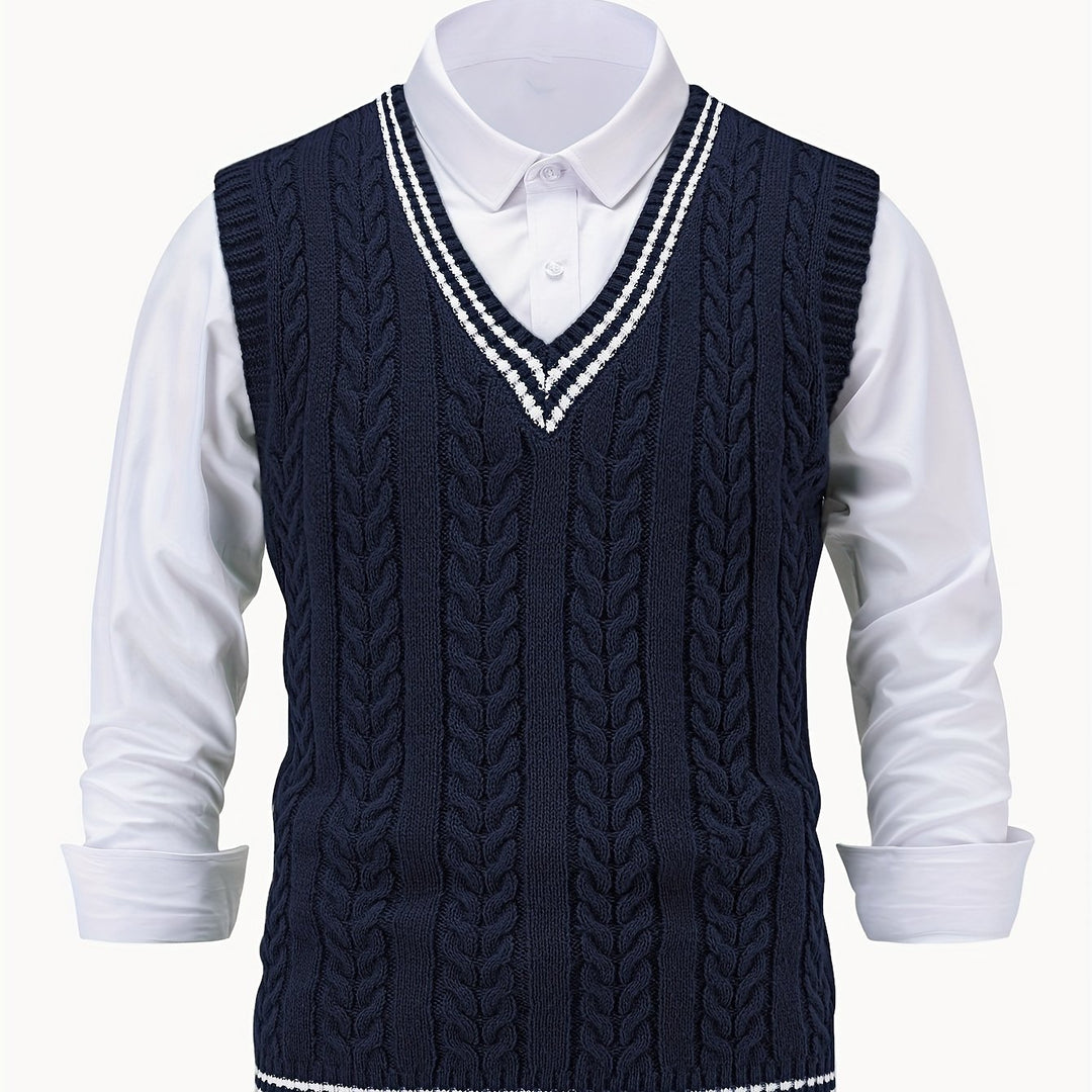 Winston | Cable-Knit V-Neck Sweater Vest