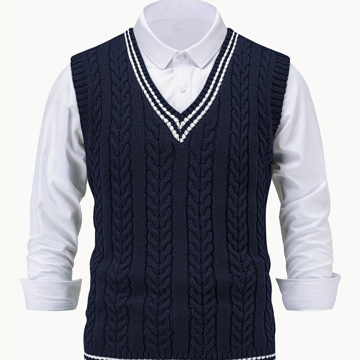 Winston | Cable-Knit V-Neck Sweater Vest