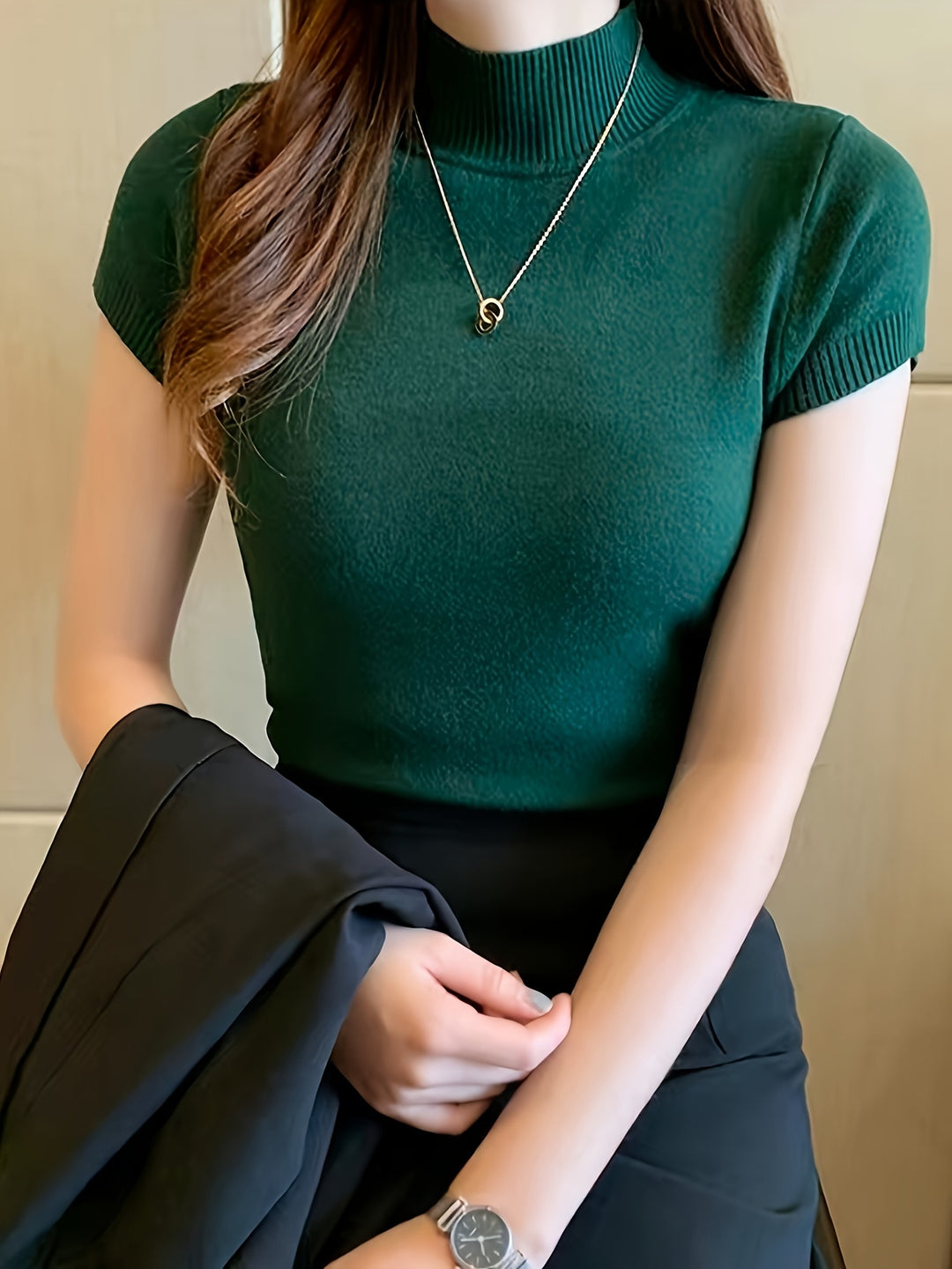 Marguerite | Refined Mock-Neck Short Sleeve Top