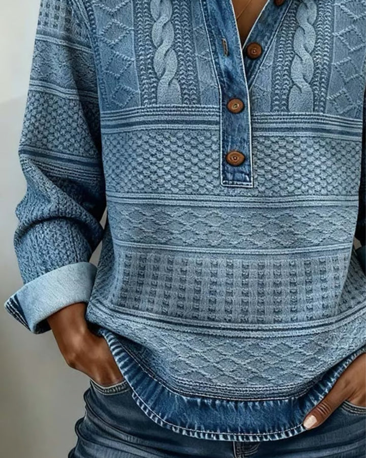 Delphina | Textured Collared Pullover