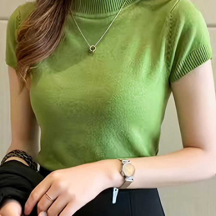 Marguerite | Refined Mock-Neck Short Sleeve Top