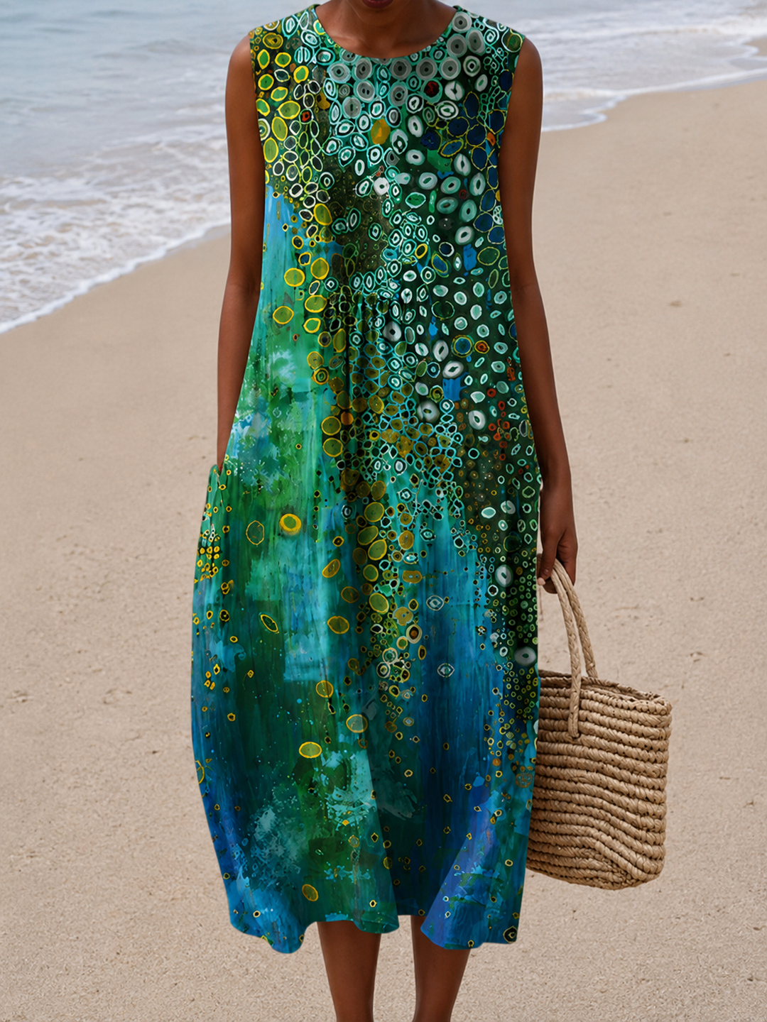 Marisa | Artful Sleeveless Midi Dress
