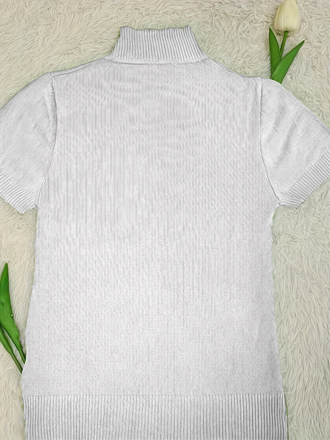 Marguerite | Refined Mock-Neck Short Sleeve Top