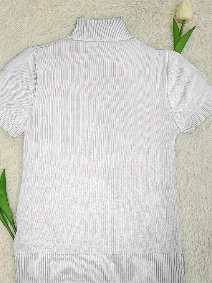 Marguerite | Refined Mock-Neck Short Sleeve Top