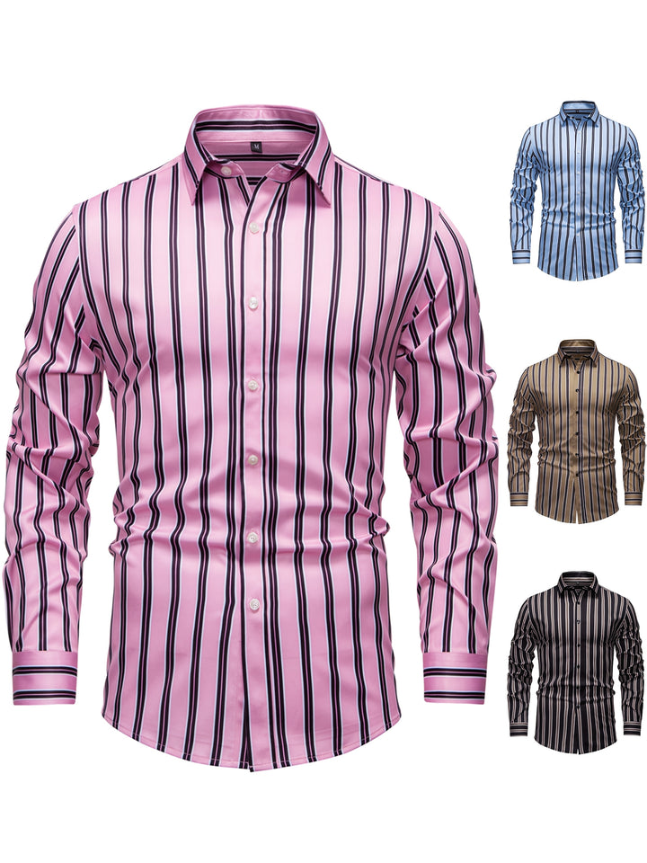 Vaughn | Men's Stretch Striped Long Sleeve Shirt