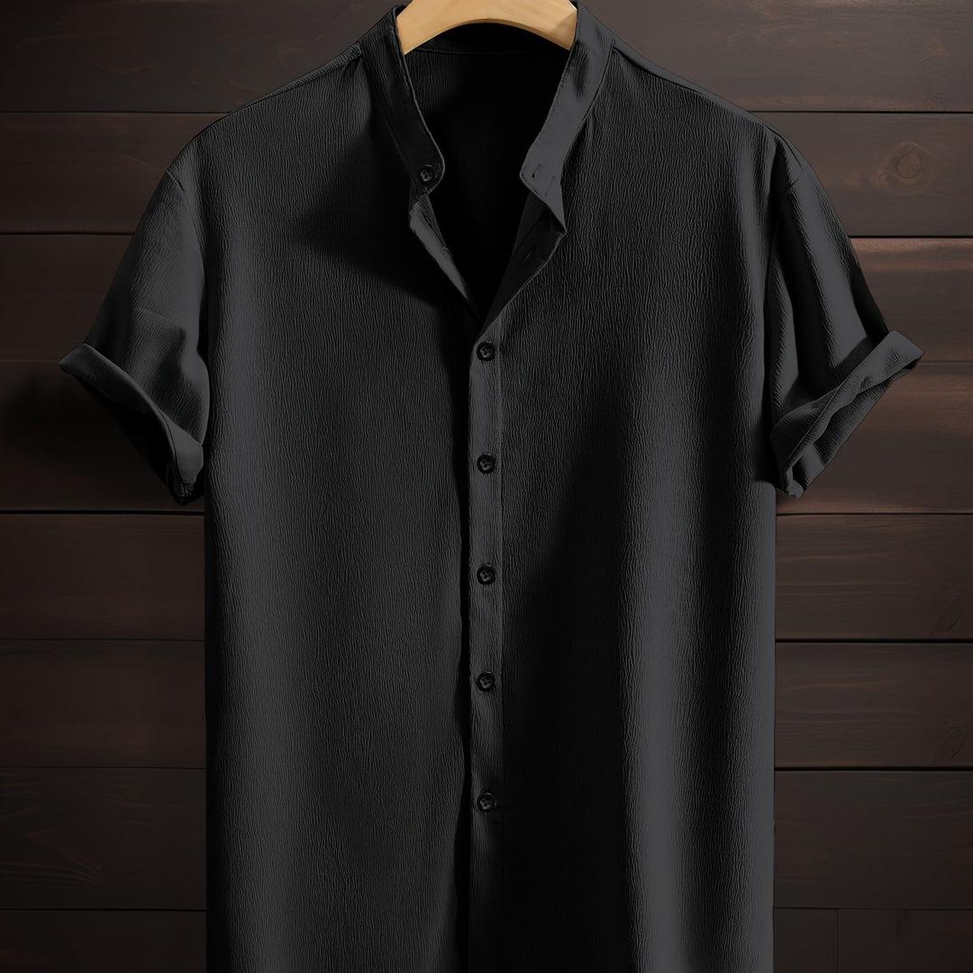Harlan | Men's Textured Stand Collar Short Sleeve Shirt