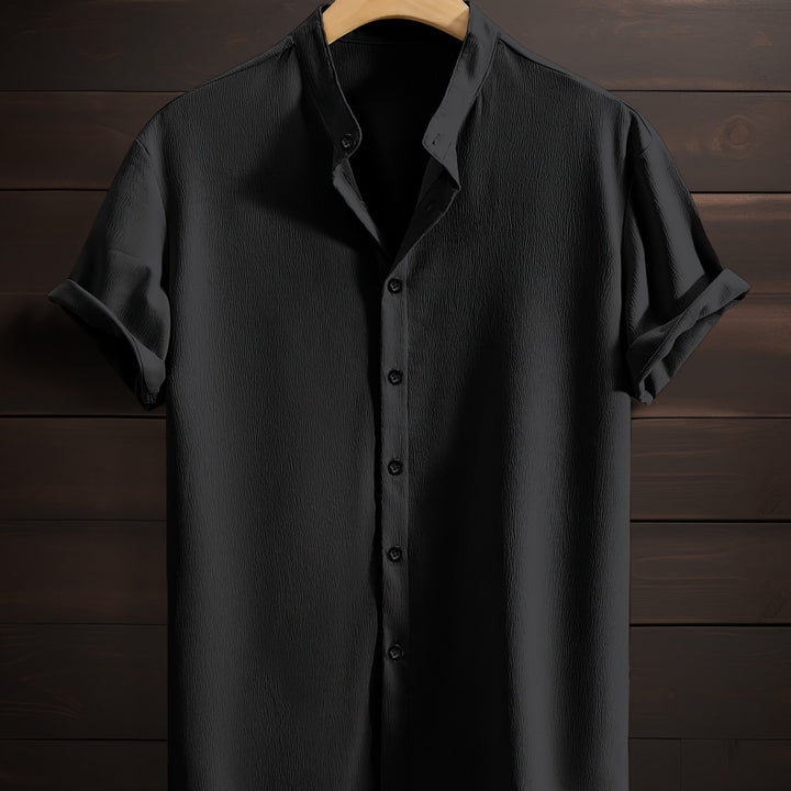 Harlan | Men's Textured Stand Collar Short Sleeve Shirt