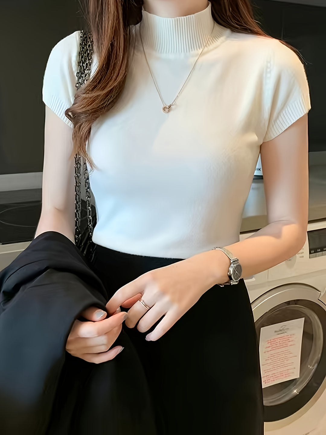 Marguerite | Refined Mock-Neck Short Sleeve Top
