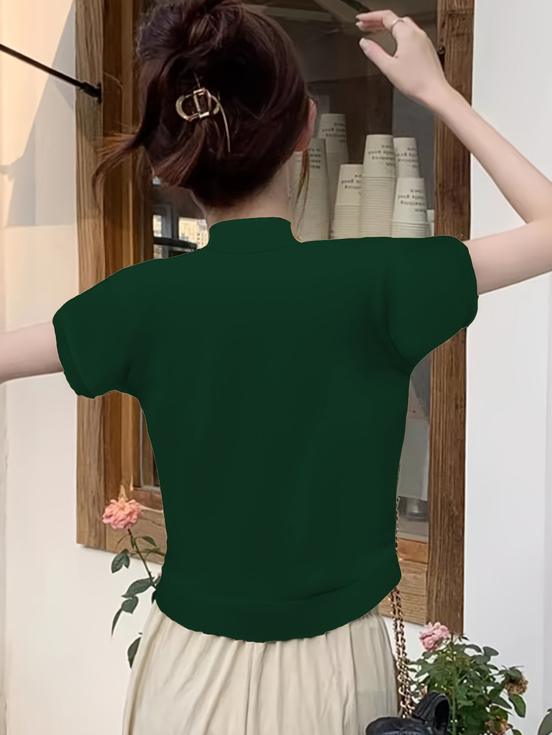 Josephine | Refined Mock-Neck Short-Sleeve Top