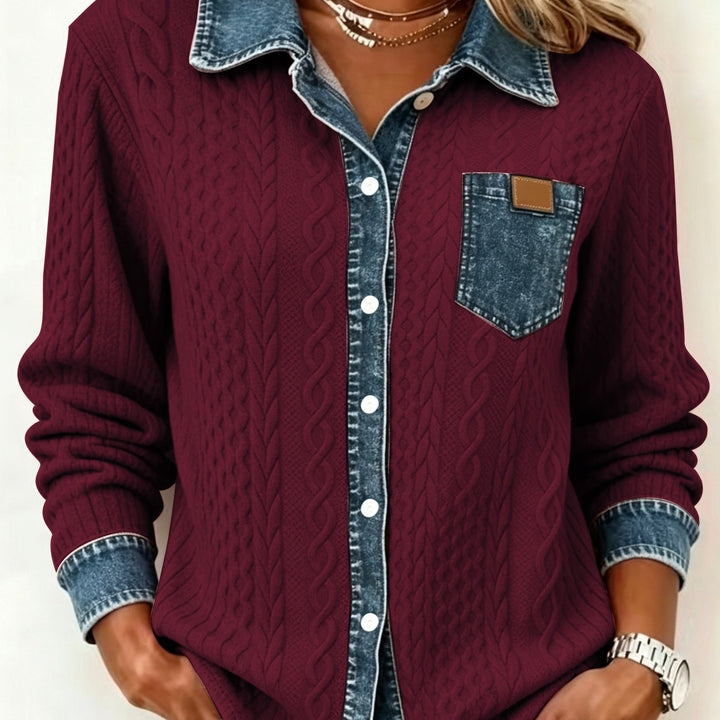 Sybil | Textured Contrast-Trim Shirt