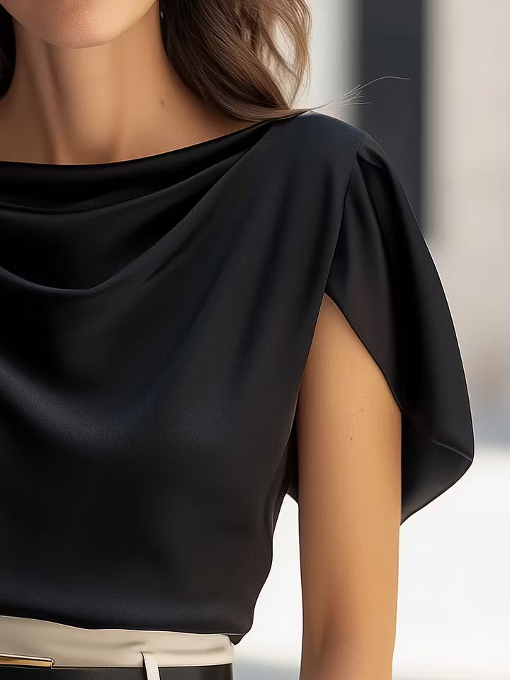Margaux | Draped Cap-Sleeve Blouse
