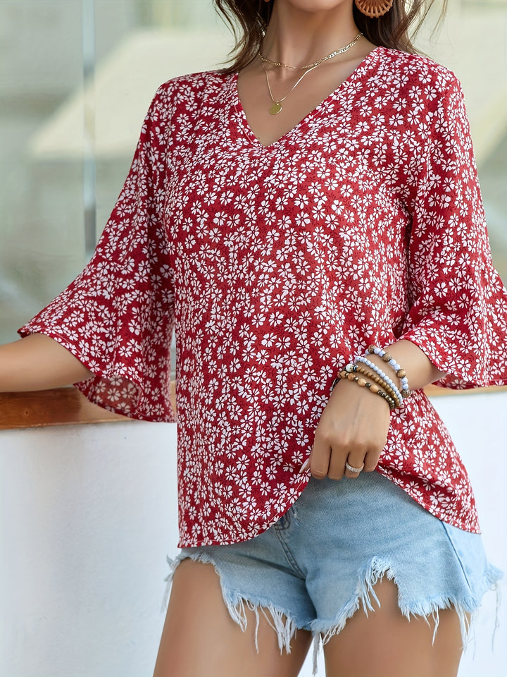 Marianne | Floral Ruffle-Sleeve Blouse